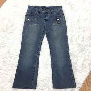 REDUCED PRICE! Jeans D Denim Distressed cropped w/Studs Size 11